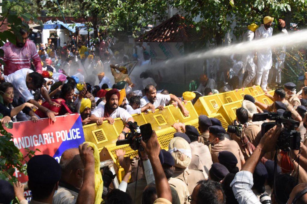 AAP Stages Protest In Chandigarh Against Lakhimpur Carnage