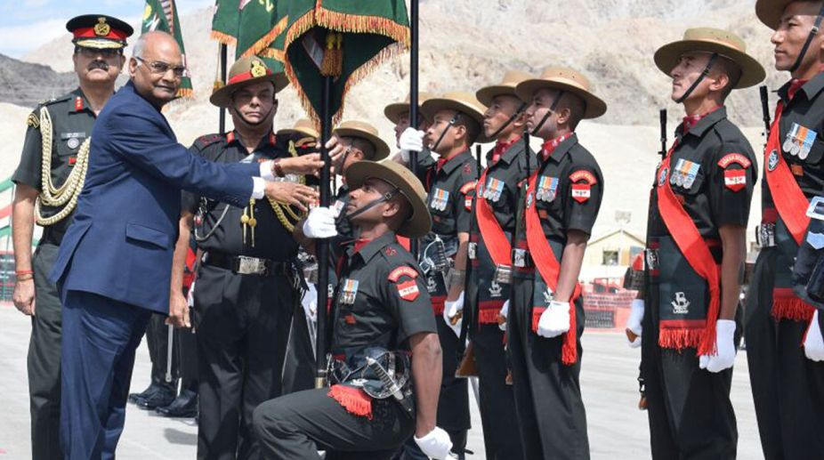 President Kovind presents colours to Ladakh Scouts