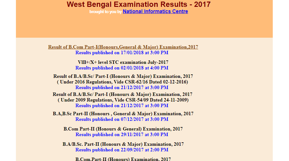 West Bengal results 2017 for B Com, BA, BSc declared at wbresults.nic.in | Check now