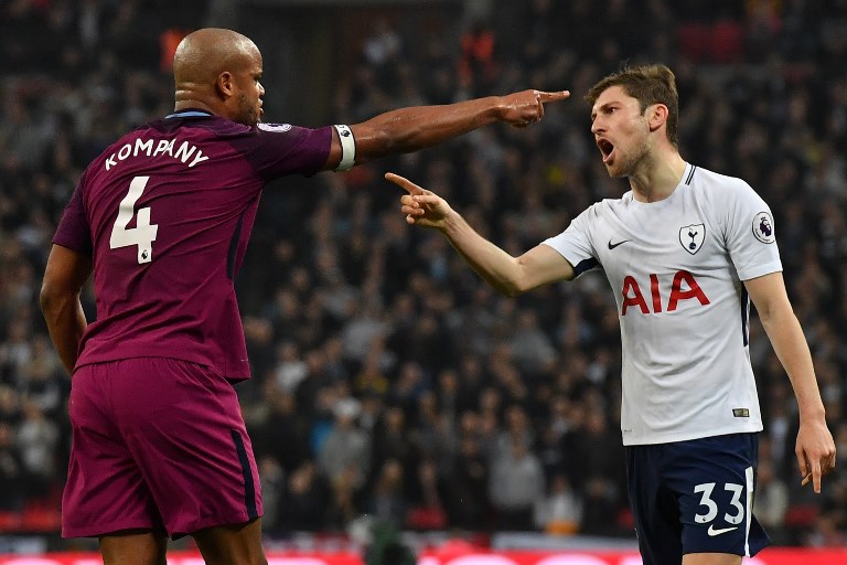 Premier League, Manchester City F.C., Tottenham Hotspur F.C., Tottenham Hotspur vs Manchester City, Vincent Kompany, Ben Davies