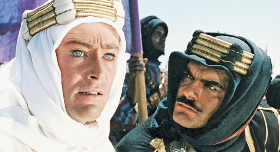 Omar Sharif (R) with Peter O'Toole in Lawrence of Arabia.