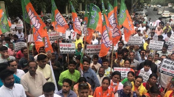 Delhi BJP Stages Protest Over Killing Of 2 Party Workers In Bengal ...