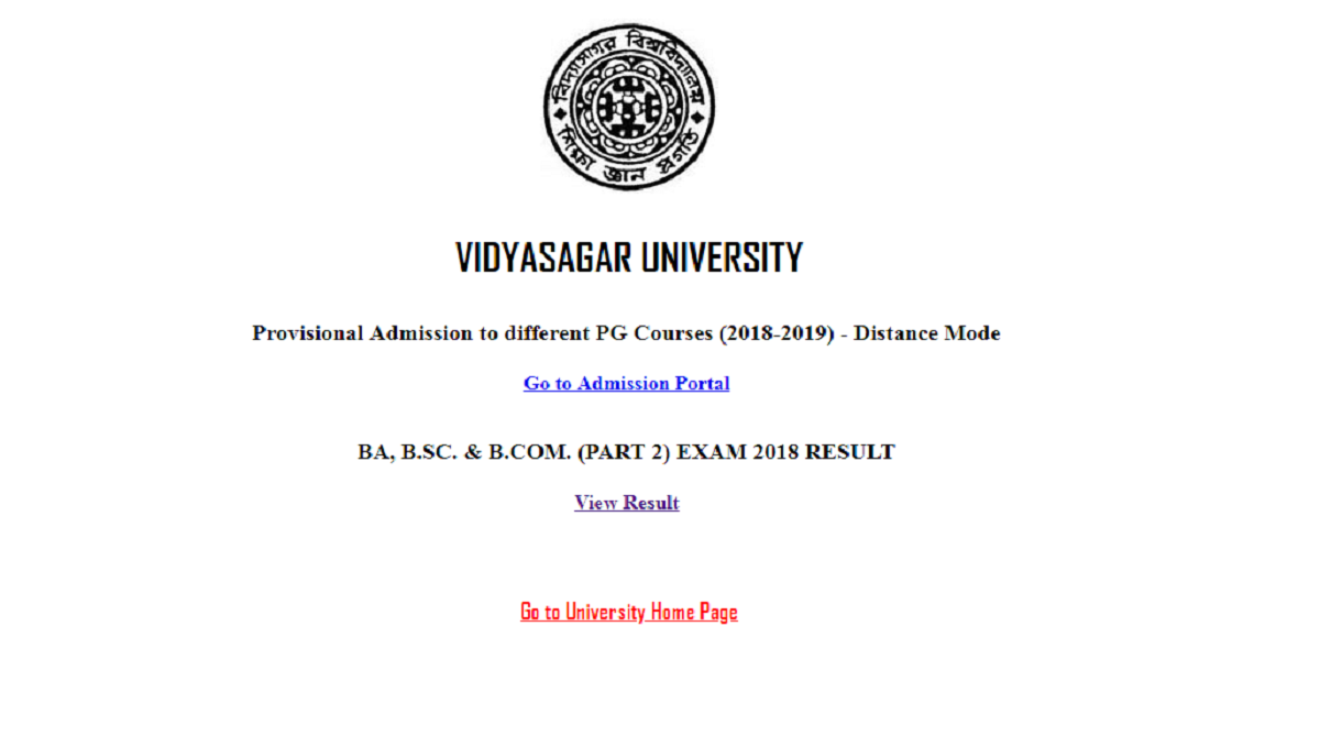 Vidyasagar University declares BA, B.Sc and B.Com results on official website | Check now at vidyasarar.ac.in