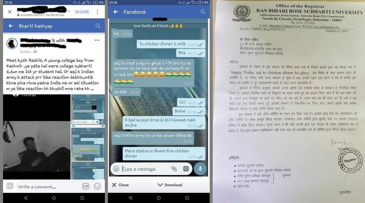 Uttarakhand university suspends Kashmiri student for WhatsApp comment on Pulwama attack