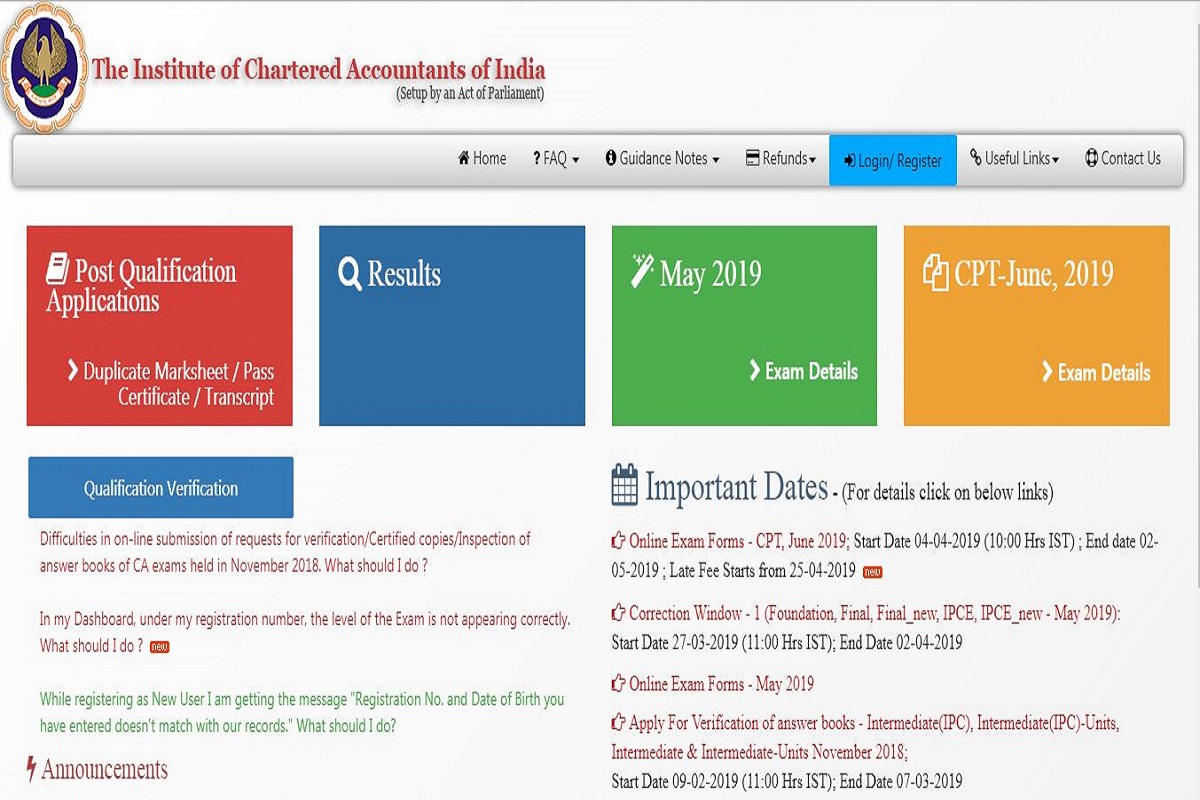 ICAI CPT 2019: Online applications starts, apply online at icaiexam.icai.org