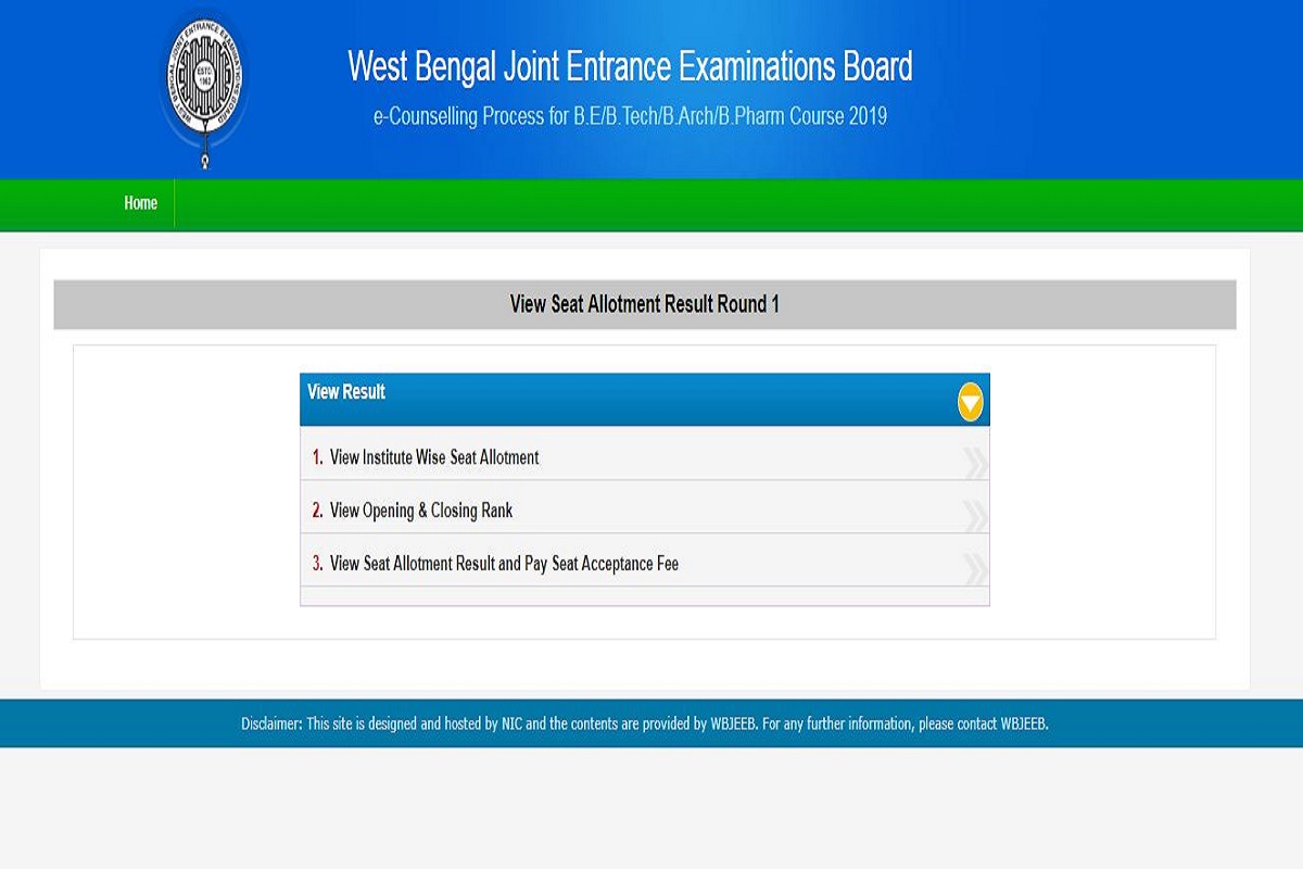 WBJEE Counselling 2019: First seat allotment results declared at wbjee ...