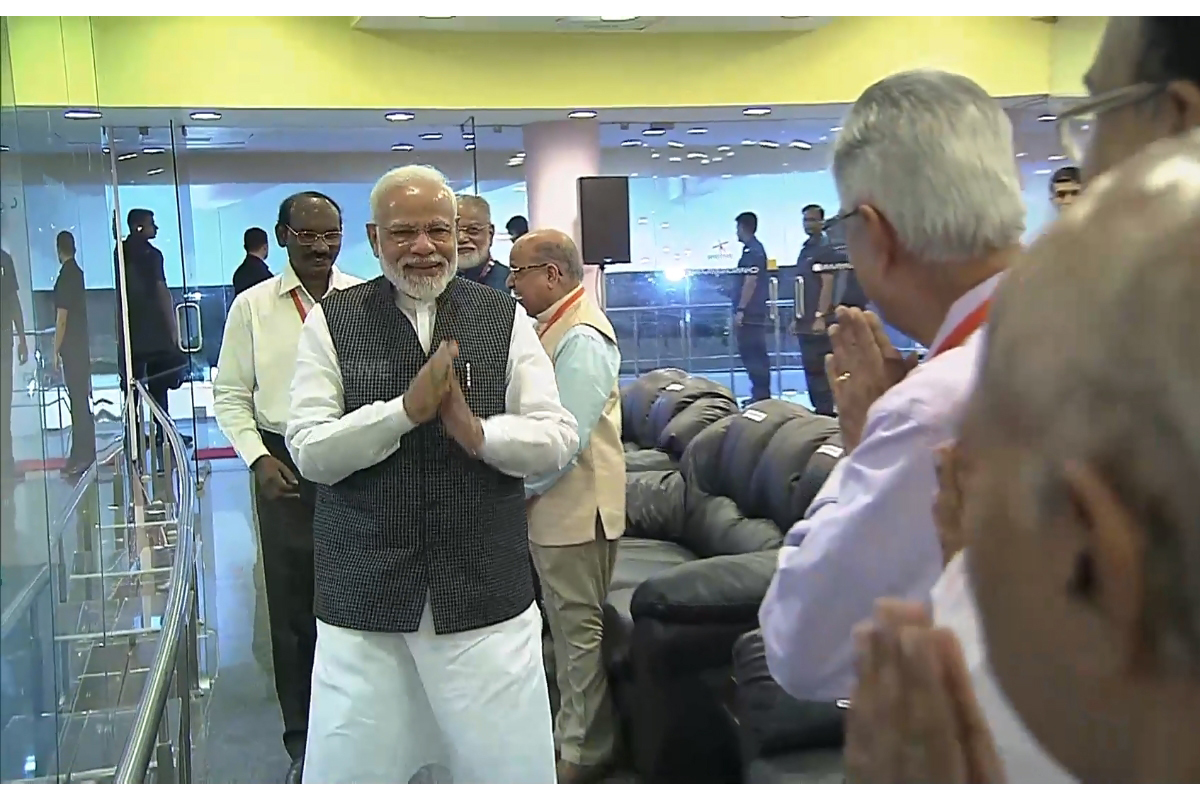 PM Narendra Modi at space centre to watch India land on moon