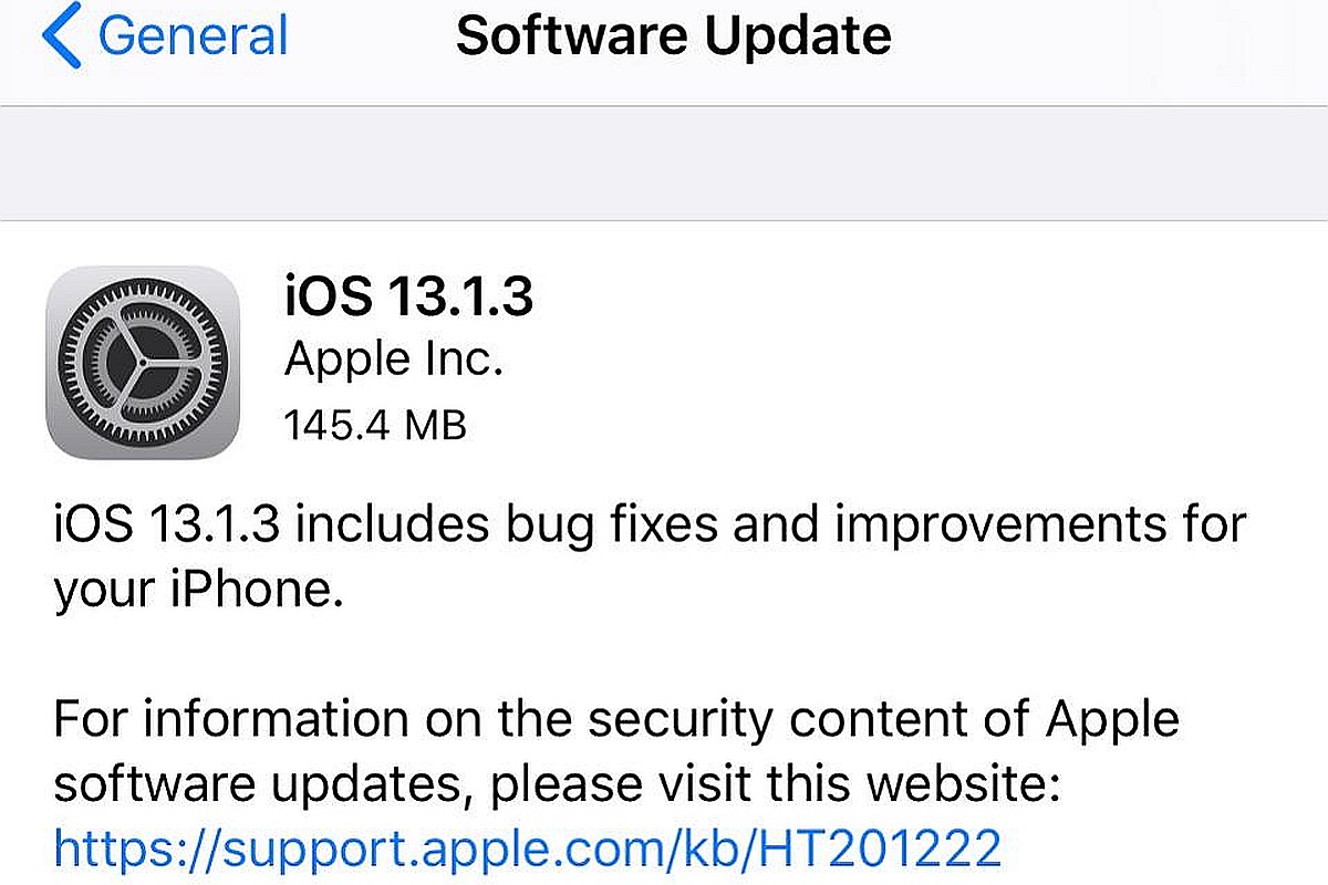 Apple iOS 13.1.3 update, Fix bugs, Mail and improve overall performance