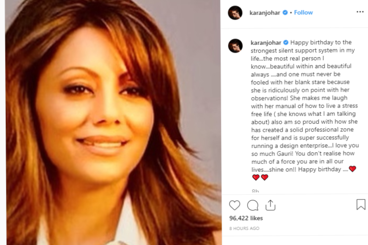 Karan Johar pens a sweet note for Gauri Khan’s birthday, calls her strongest silent support system