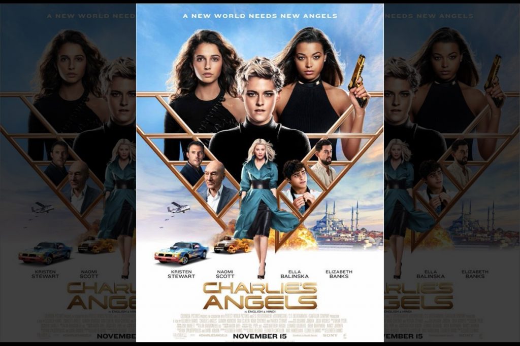 Naomi Scott, Kristen Stewart, Ella Balinska, Charlie’s Angels, Elizabeth Banks, Djimon Hounsou, Sam Claflin, Noah Centineo,, Ivan Goff, Ben Roberts