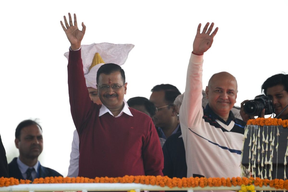 Arvind Kejriwal takes oath for third time as Delhi CM, makes people sing ‘Hum Honge Kamyab’