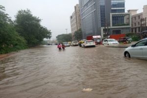 heavy water-logging, flood-like situation, traffic police Alert