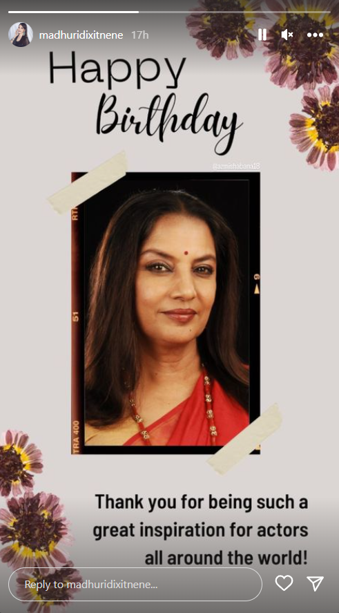 Bollywood Celebrities Extend Warm Birthday Wishes To Shabana Azmi