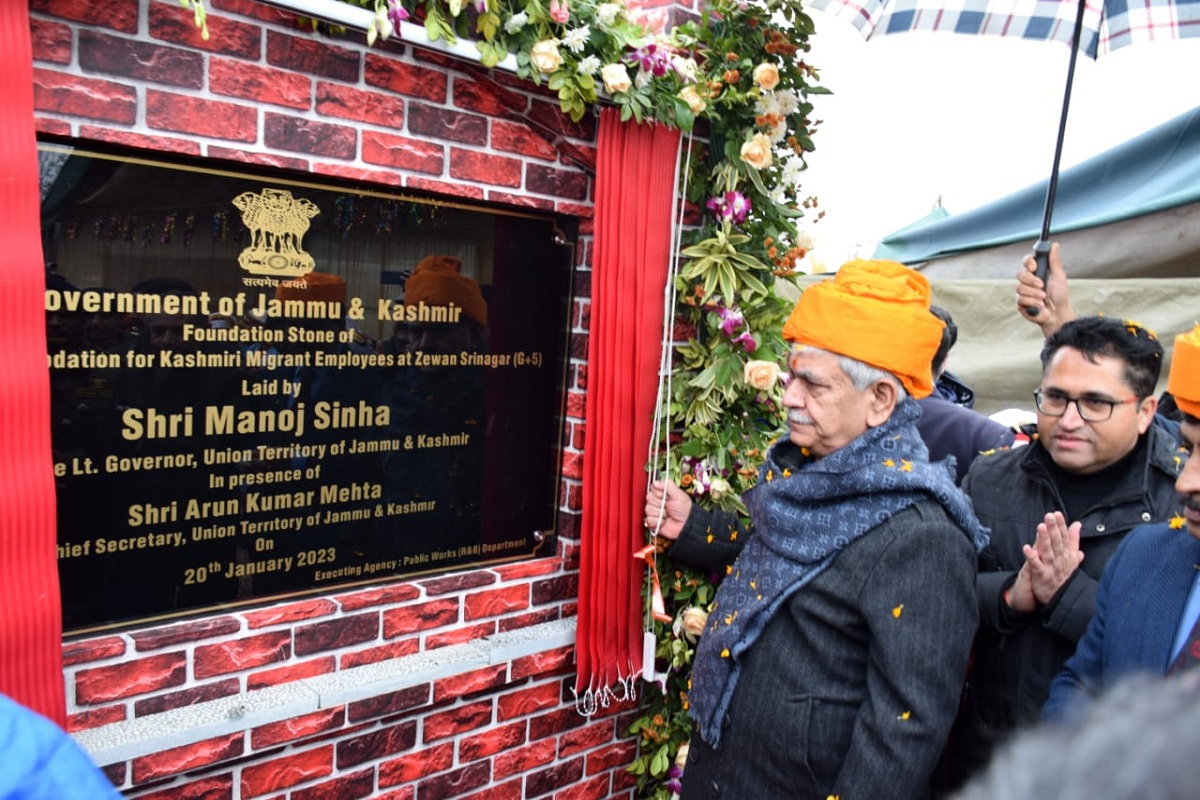 J&K LG lays foundation stone for transit accommodation for Kashmir pandits  