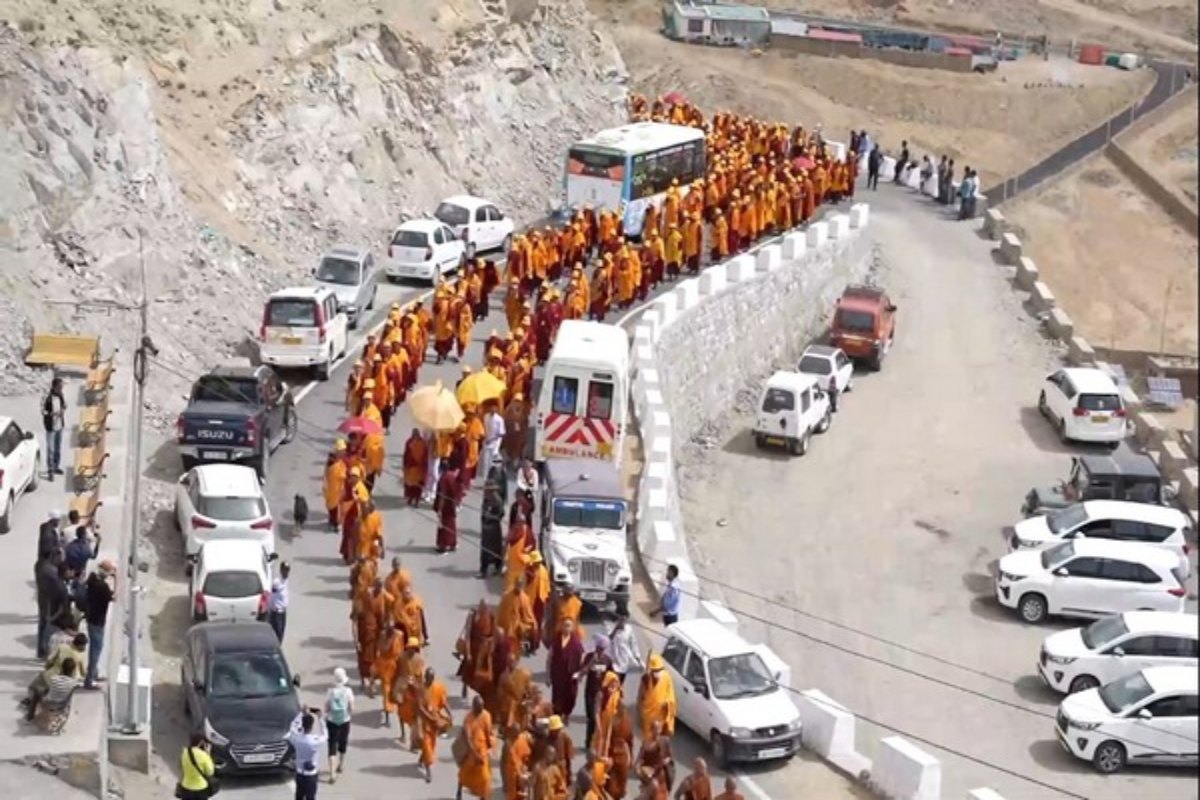 Buddhist monks take part in ‘Peace Walk’ in Ladakh, laud PM Modi’s call for peace in world, development of Buddhist places in India