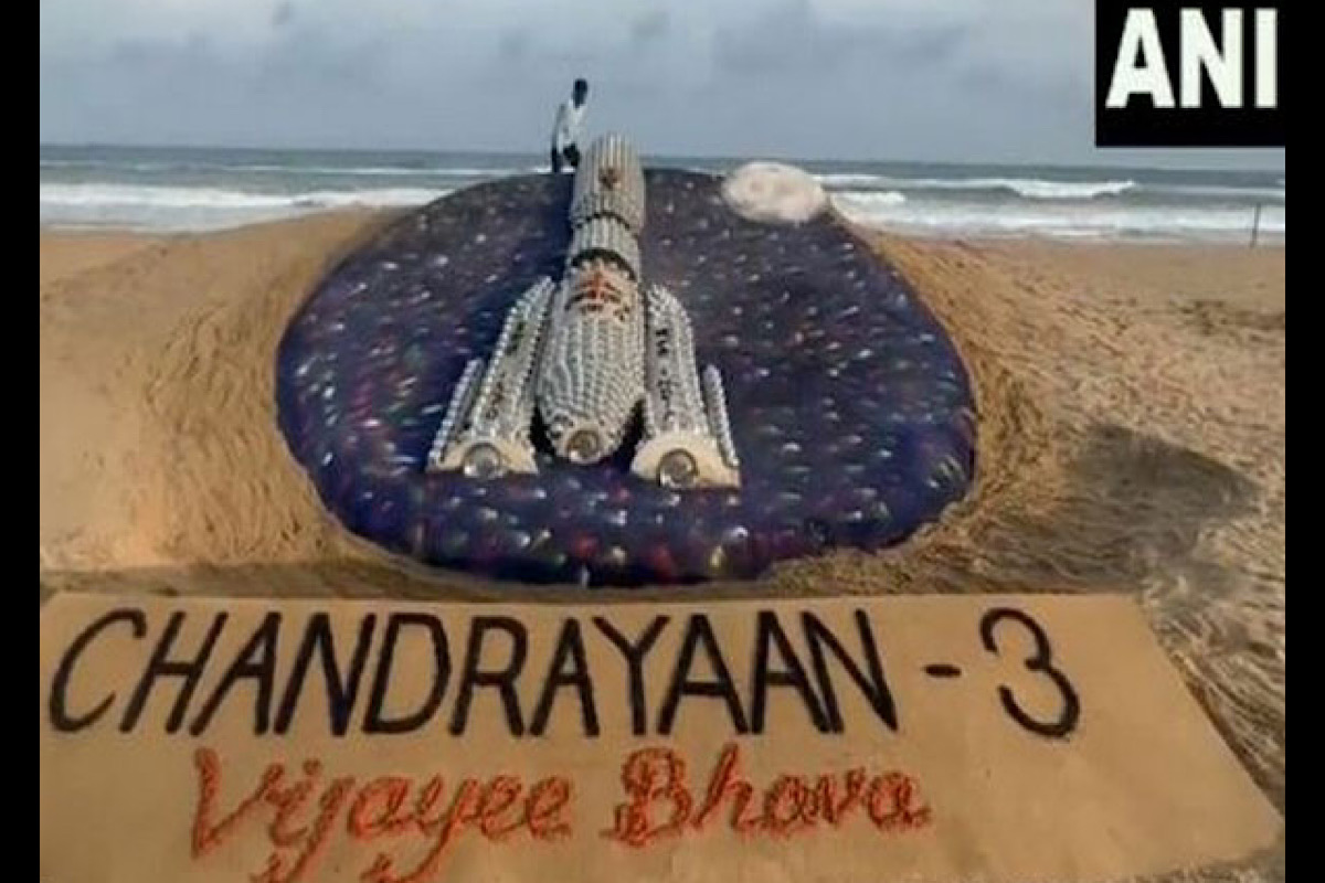 Chandrayaan-3: Sand artist Sudarsan Pattnaik wishes ISRO success with its latest space mission