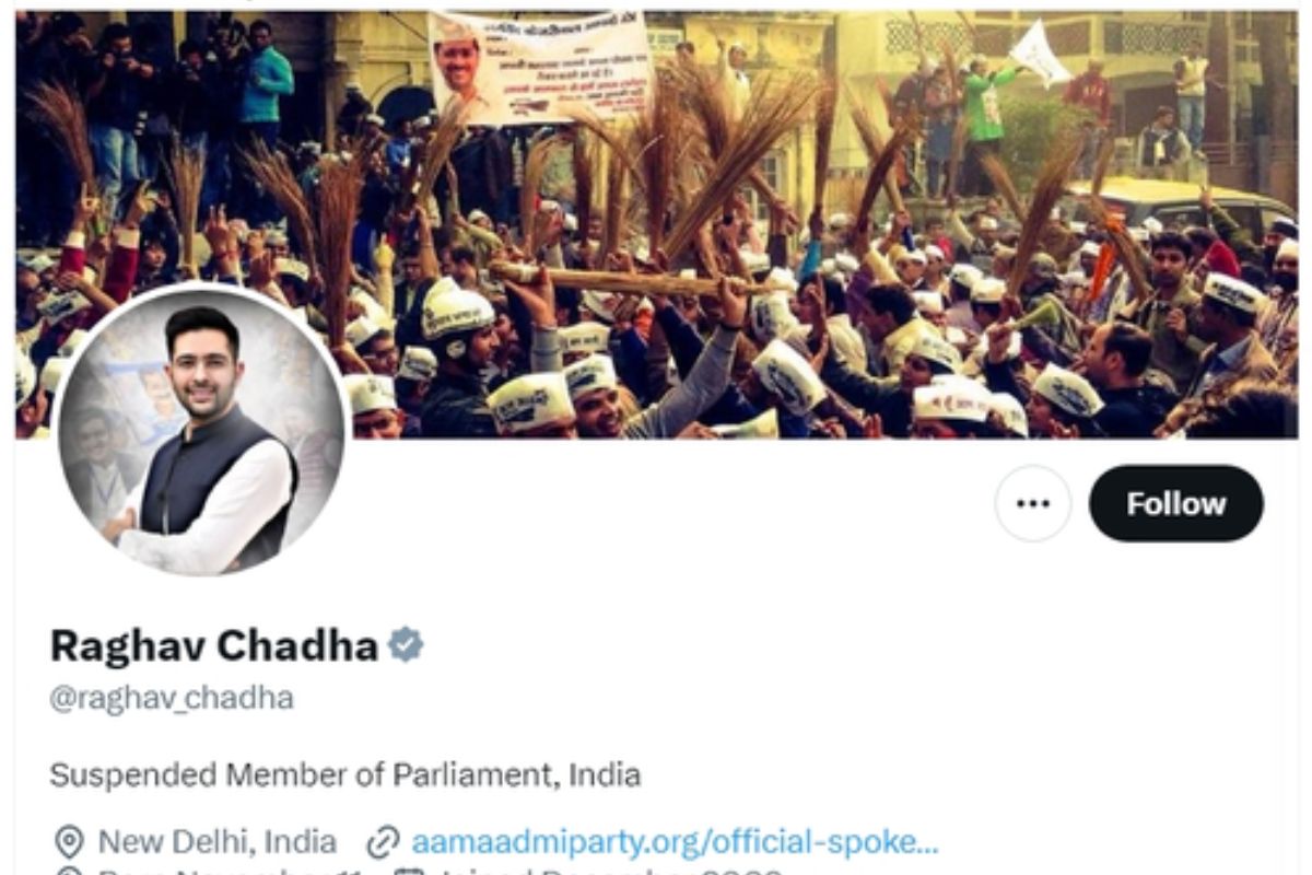 Raghav Chadha changes X handle to suspended MP