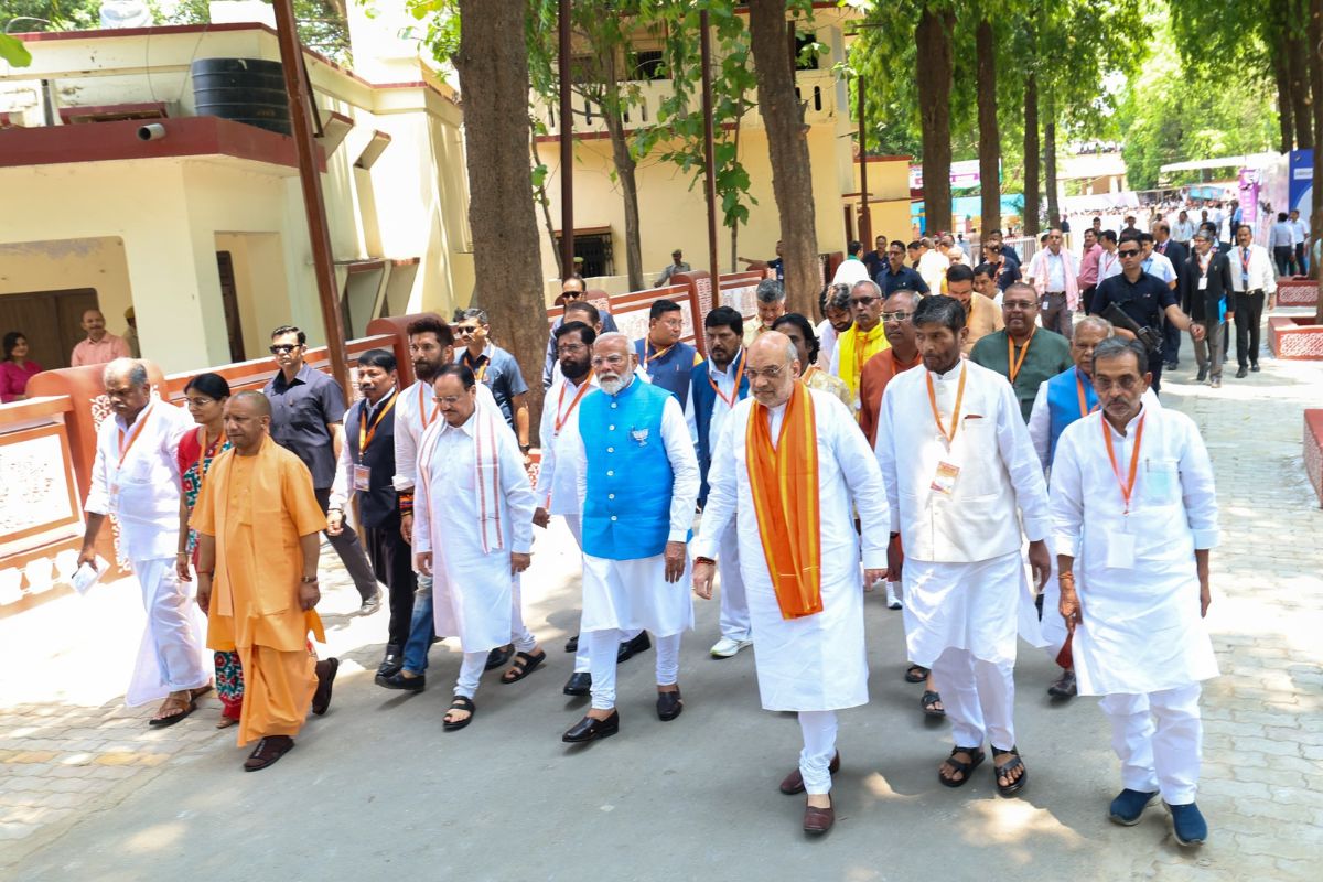 NDA’s show of strength in Varanasi after Modi files nomination papers