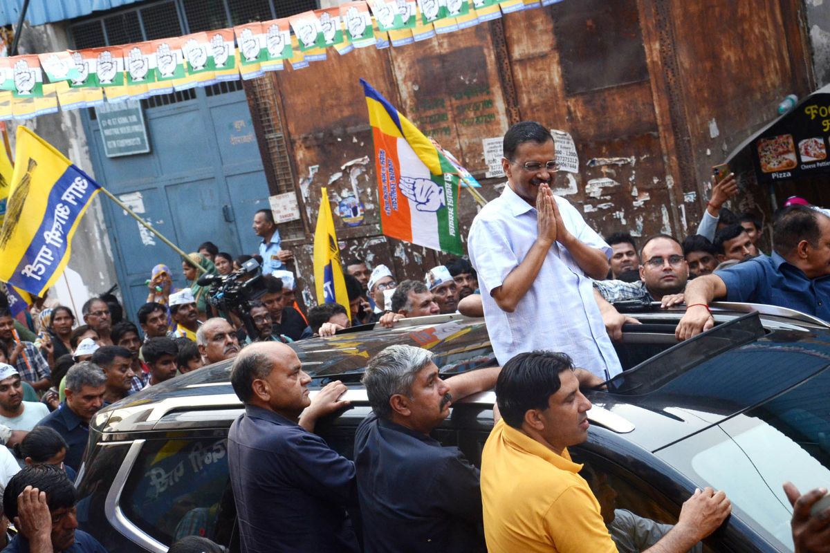 Kejriwal holds roadshows for Congress candidates in Delhi
