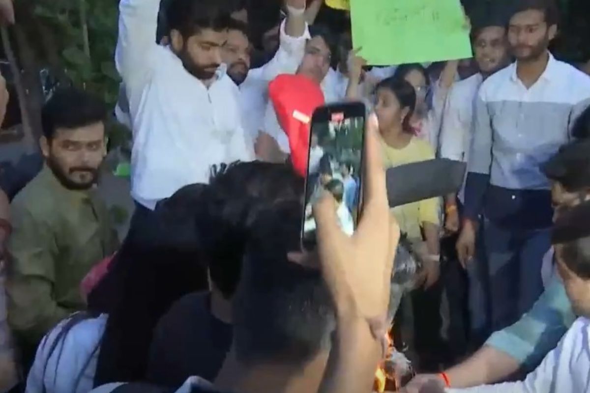 ABVP stages protest at DU over issues related to student welfare