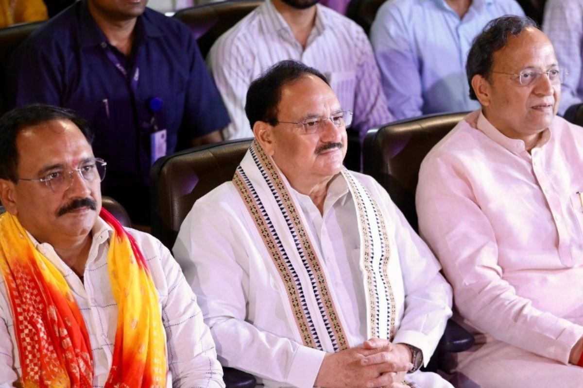 BJP president Nadda listens to ‘Mann Ki Baat’ with party workers at RK