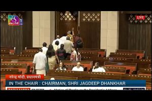 Opposition stages walkout during PM’s reply in RS, Chairman Dhankhar says they challenged Constitution