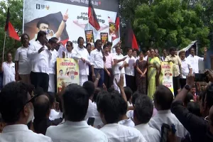 DMK holds protest against Centre for “neglecting” Tamil Nadu in Union Budget
