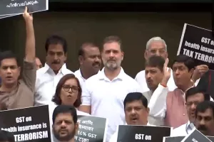 ‘Tax terrorism’: INDIA bloc leaders protest against 18% GST on health insurance
