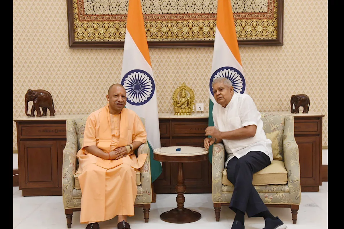 CM Adityanath pays courtesy visit to Vice-Prez in Delhi:  Dhankhar lauds UP’s development model