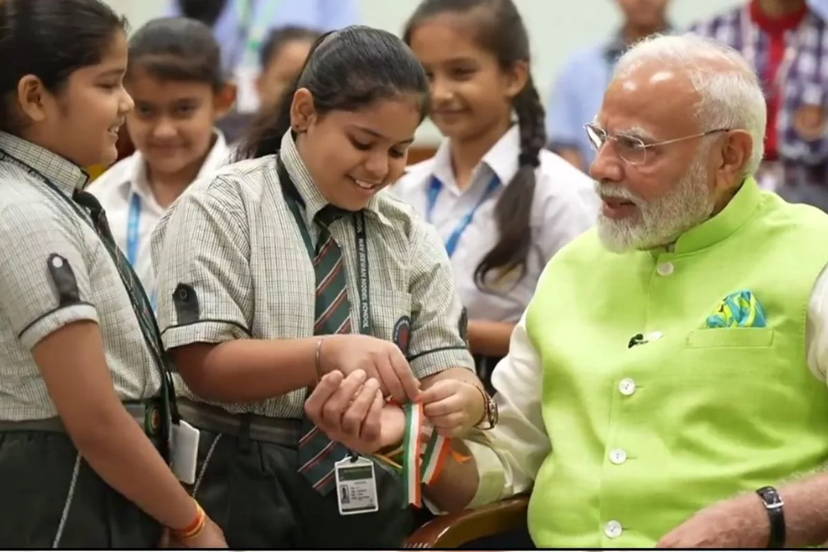 PM Modi celebrates ‘Raksha Bandhan’ with school children