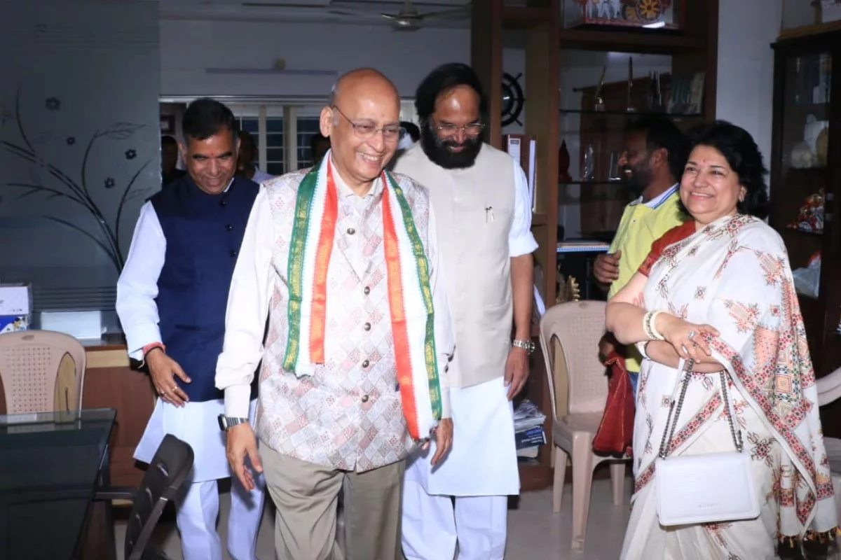 Abhisek Manu Singhvi in Hyderabad to file nomination for Rajya Sabha bypoll