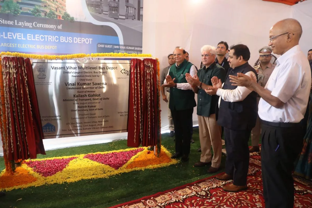 Stone laid for largest multi-level electric bus depot in South Delhi