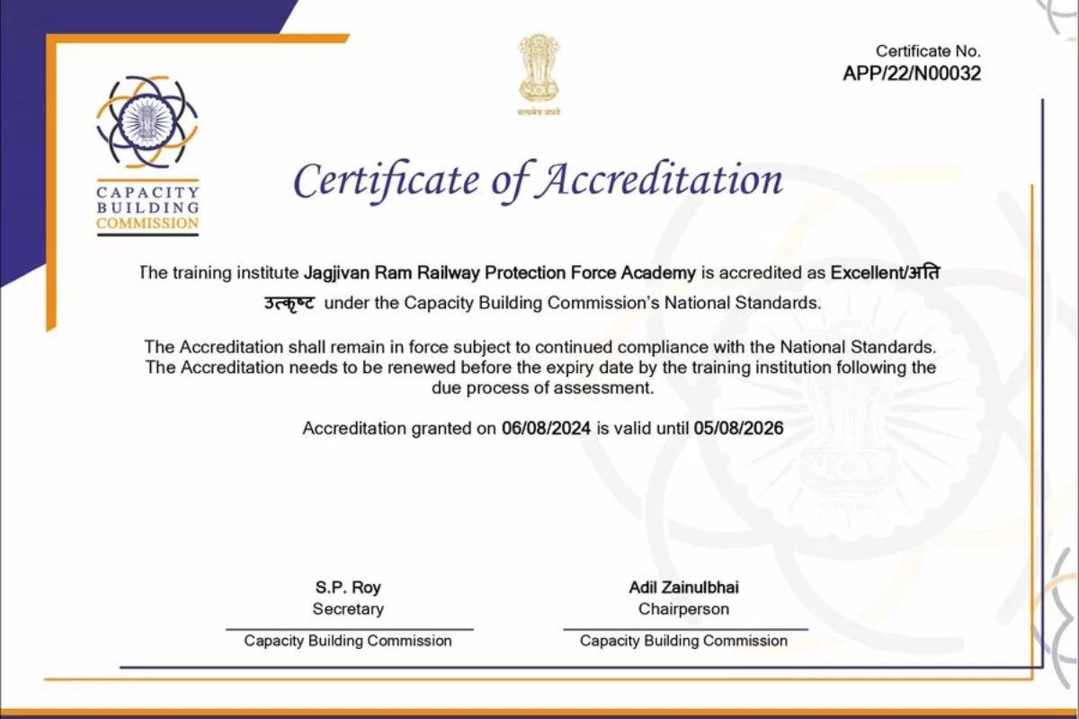 Capacity Building Commission awards ‘excellent’ rating to Jagjivan Ram RPF Academy