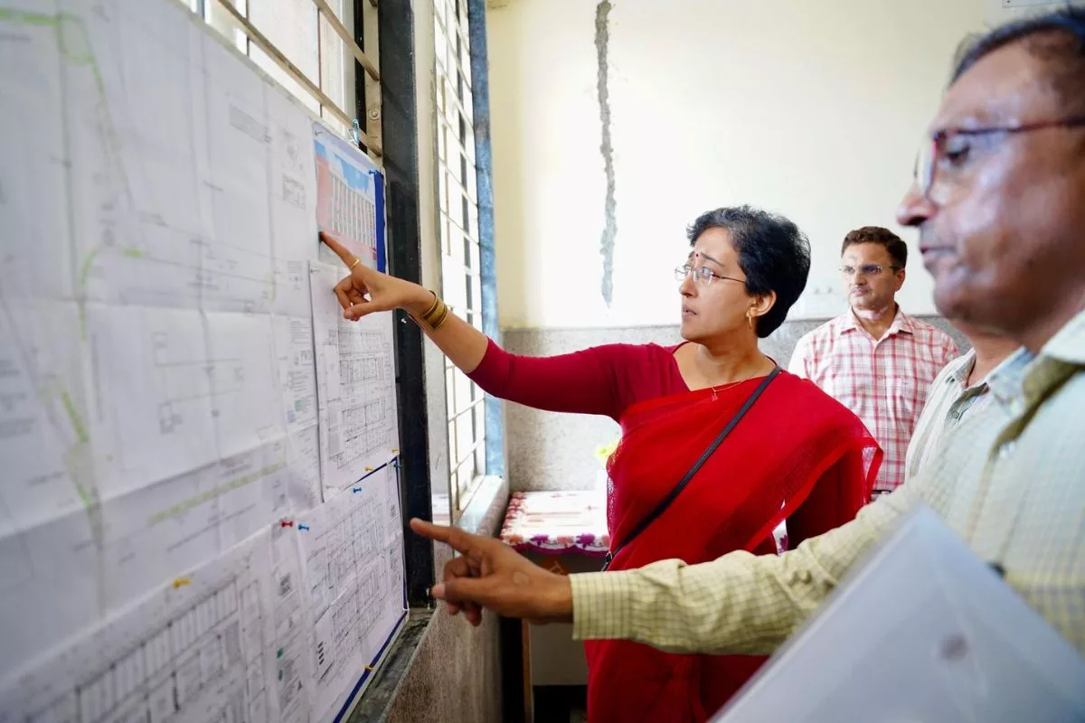 Atishi inspects work on a ‘world-class’ school in Delhi village