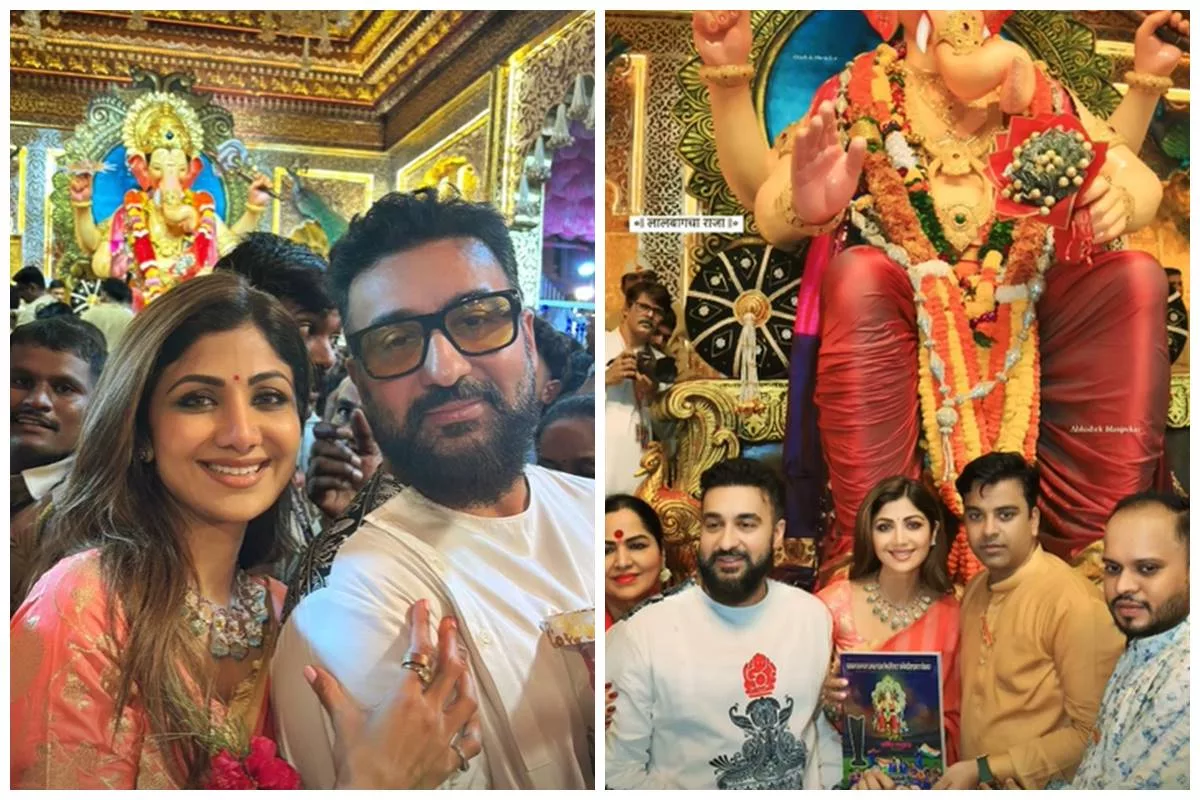 Shilpa Shetty visits Lalbaugcha Raja with husband Raj Kundra