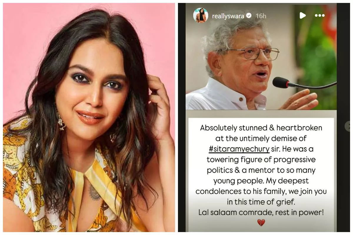 Swara Bhaskar mourns Sitaram Yechury’s passing: “Lal salaam comrade, rest in power!”