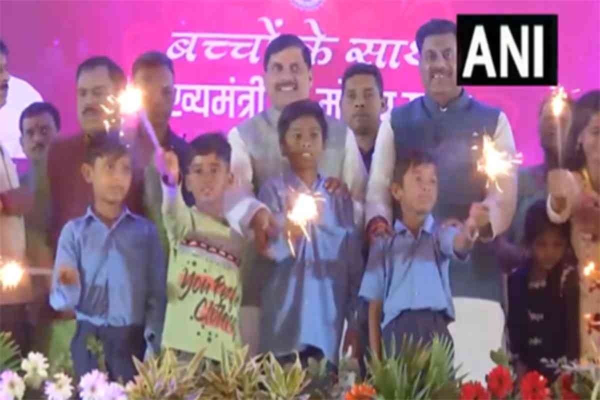 MP CM Mohan Yadav celebrates Diwali with school children, sanitation workers in Bhopal