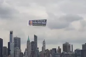 Airline banner over New York City’s Hudson River calls to stop genocide of Hindus in Bangladesh8