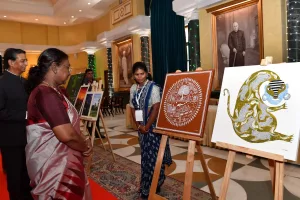 Prez visits exhibition showcasing paintings by tribal artists