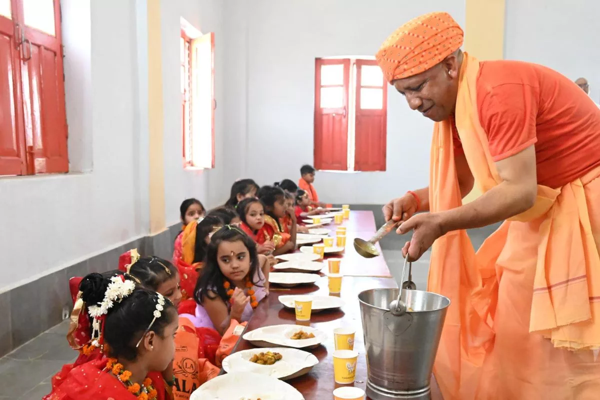 CM Yogi performs Kanya Pujan on Mahanavami in Gorakhpur