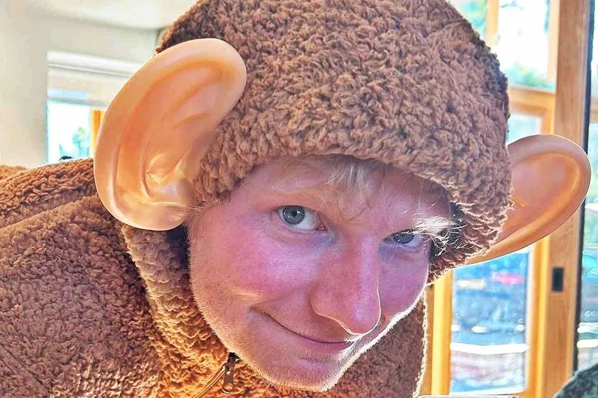 Ed Sheeran celebrates Halloween in AI-inspired monkey costume