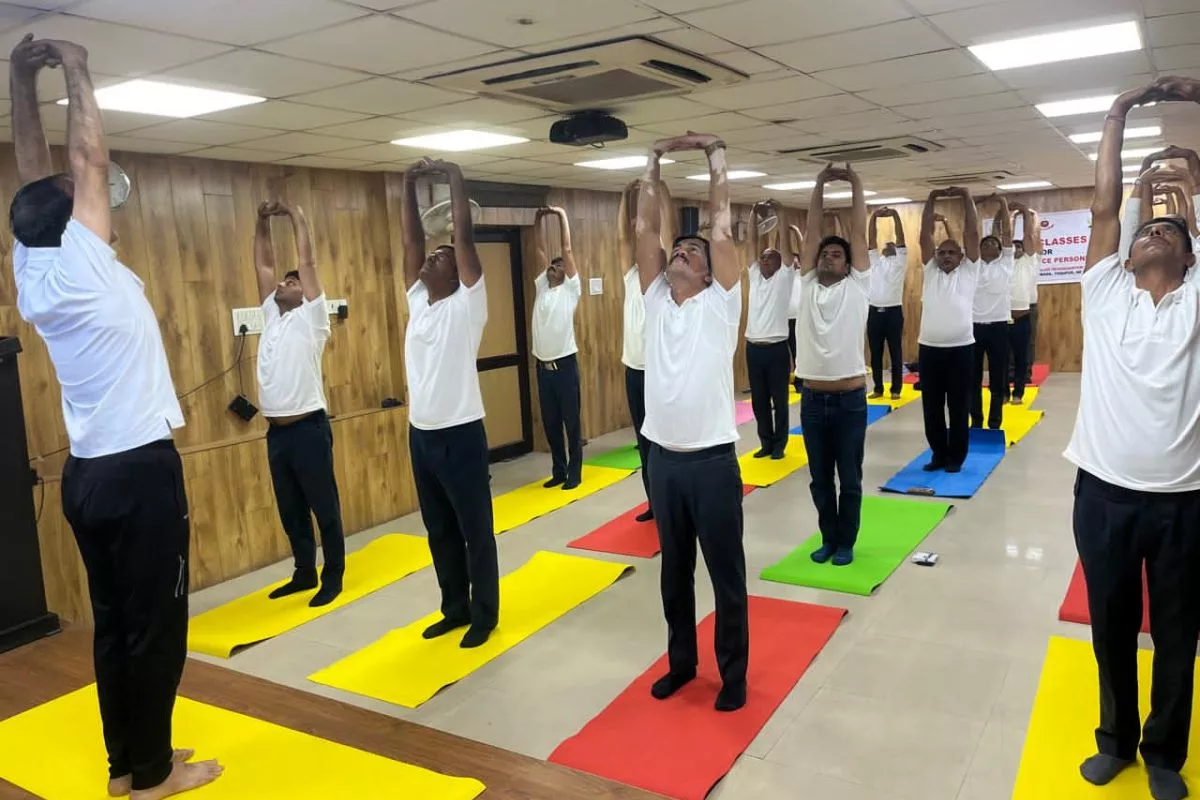 Traffic police organizes Yoga session to promote healthy lifestyle