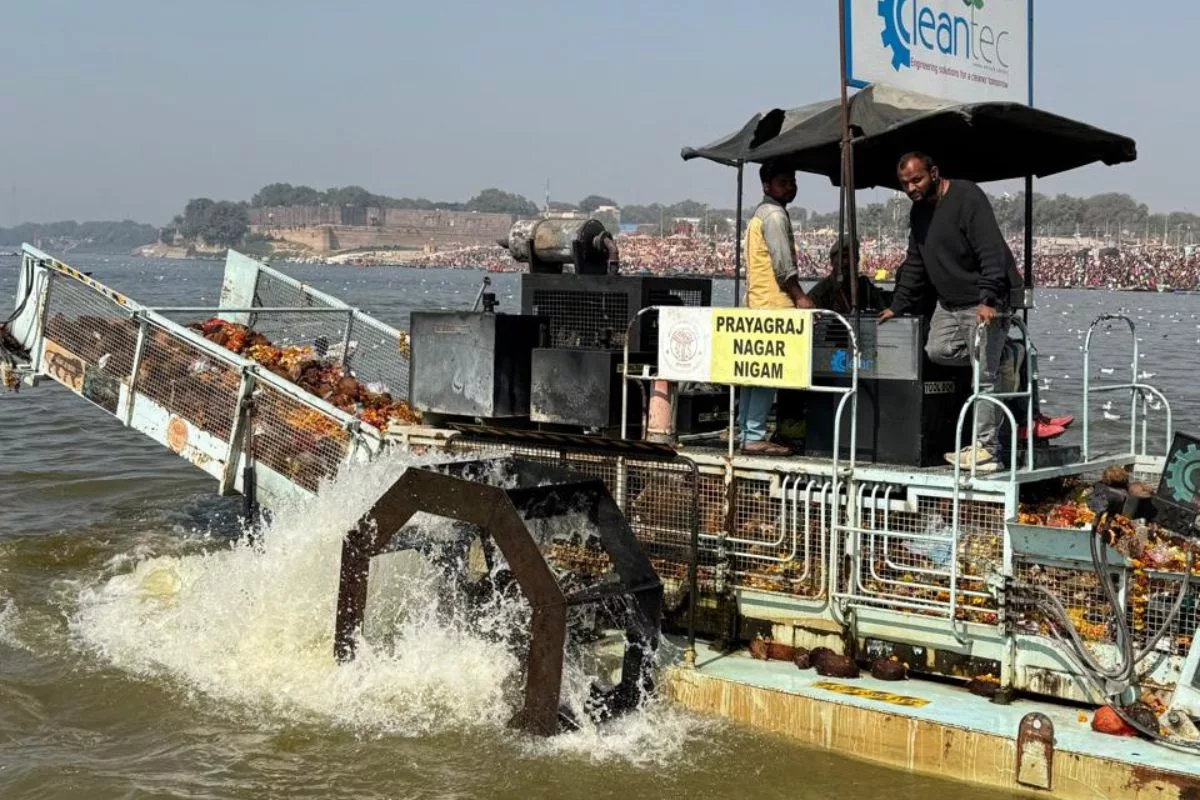 Mahakumbh cleanup: High-Tech trash skimmers remove 10–15 tons of waste daily from Ganga, Yamuna