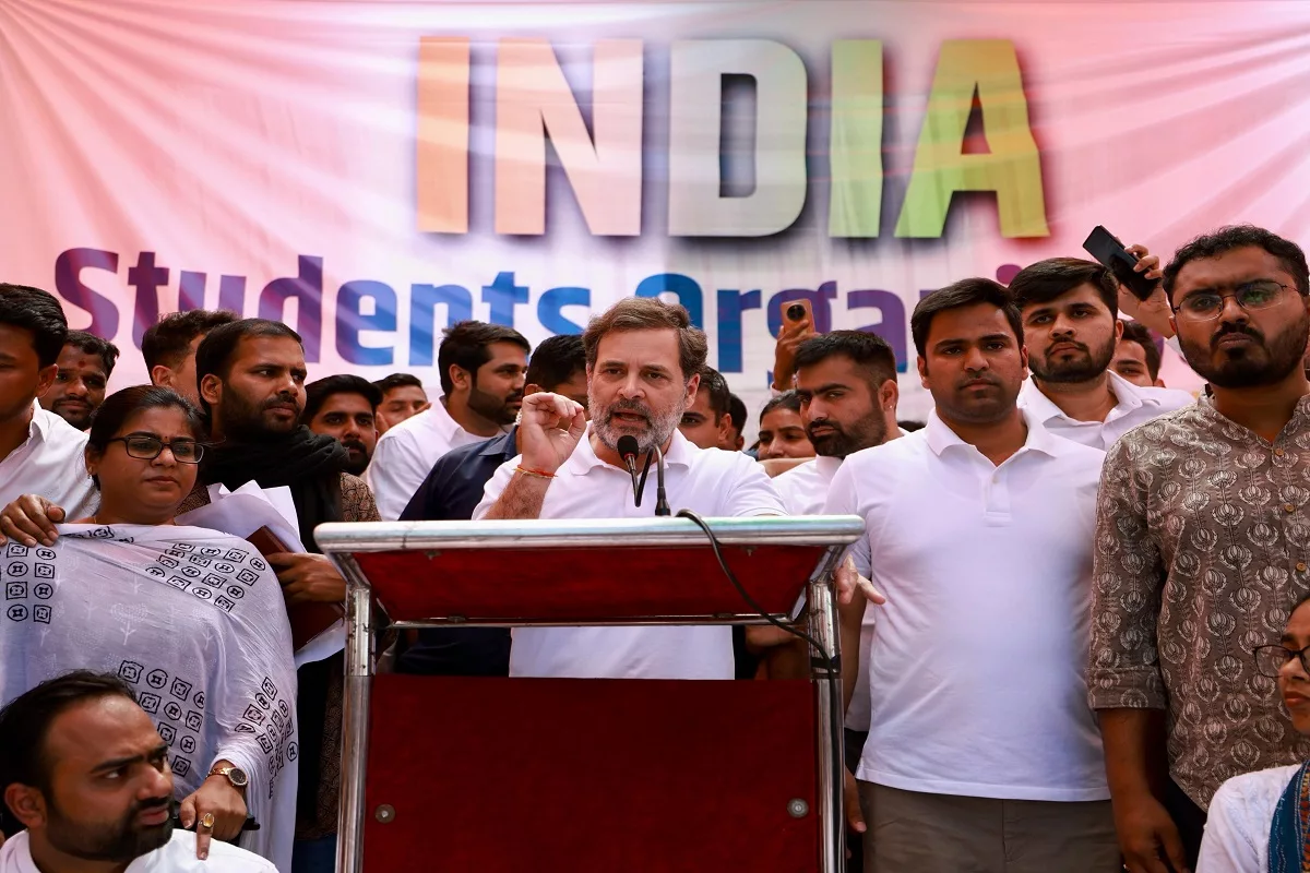 INDIA bloc student wing protests at Jantar Mantar