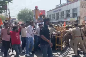 Irked by his remark on Rana Sanga, Karni Sena storms SP’s RS MP’s house with bulldozer