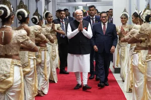 Top Lankan ministers, Indian diaspora accord grand welcome to PM Modi in Colombo amid heavy rain